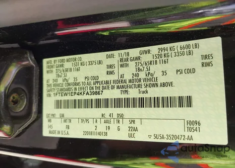 2019 Ford F-150 Xlt из США, поврежденный, VIN 1FTEW1EP4KFA39867